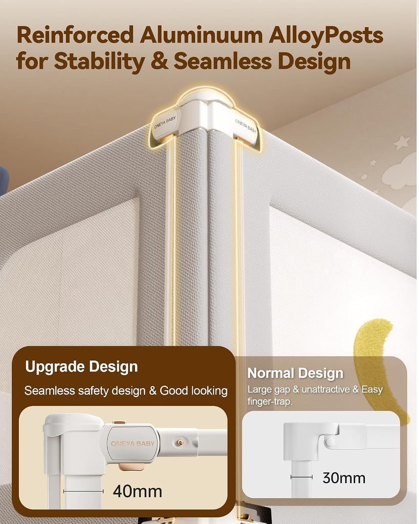 3 Piece Bed Rails for King Size Bed, No-Drill Needed Baby Bed Rail Guard | Thickened Child Safety Side Railing