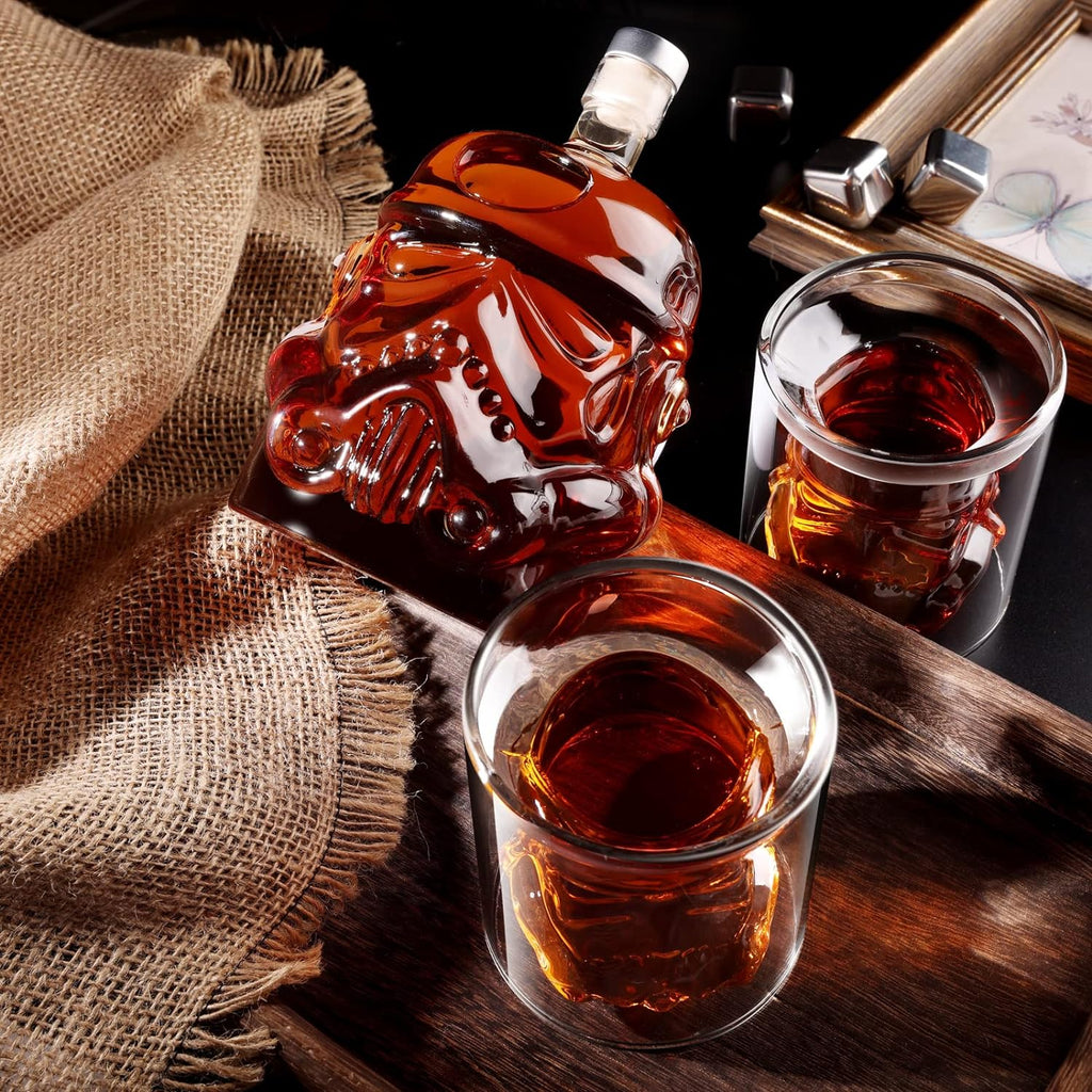 Whiskey Decanter Set, Whiskey Decanter with 2 Glasses, Decanter Set for Men Scotch Bourbon Vodka, Bosses Day Gifts