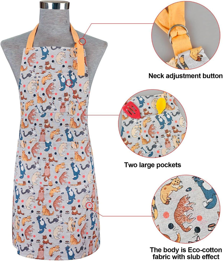 Oven Mitts and Pot Holders with Chef Apron,Kitchen Set of 5 | Heat Resistant Kitchen Gloves and Silicone Non-Slip