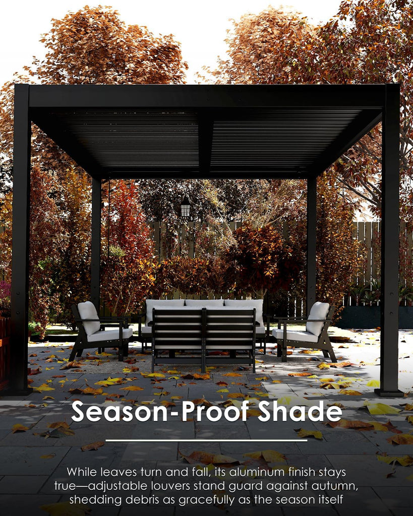 Louvered-Pergola | 10’ x 13’ | Patio Pergolas with Adjustable Roof | Hidden Drainage System | Outdoor