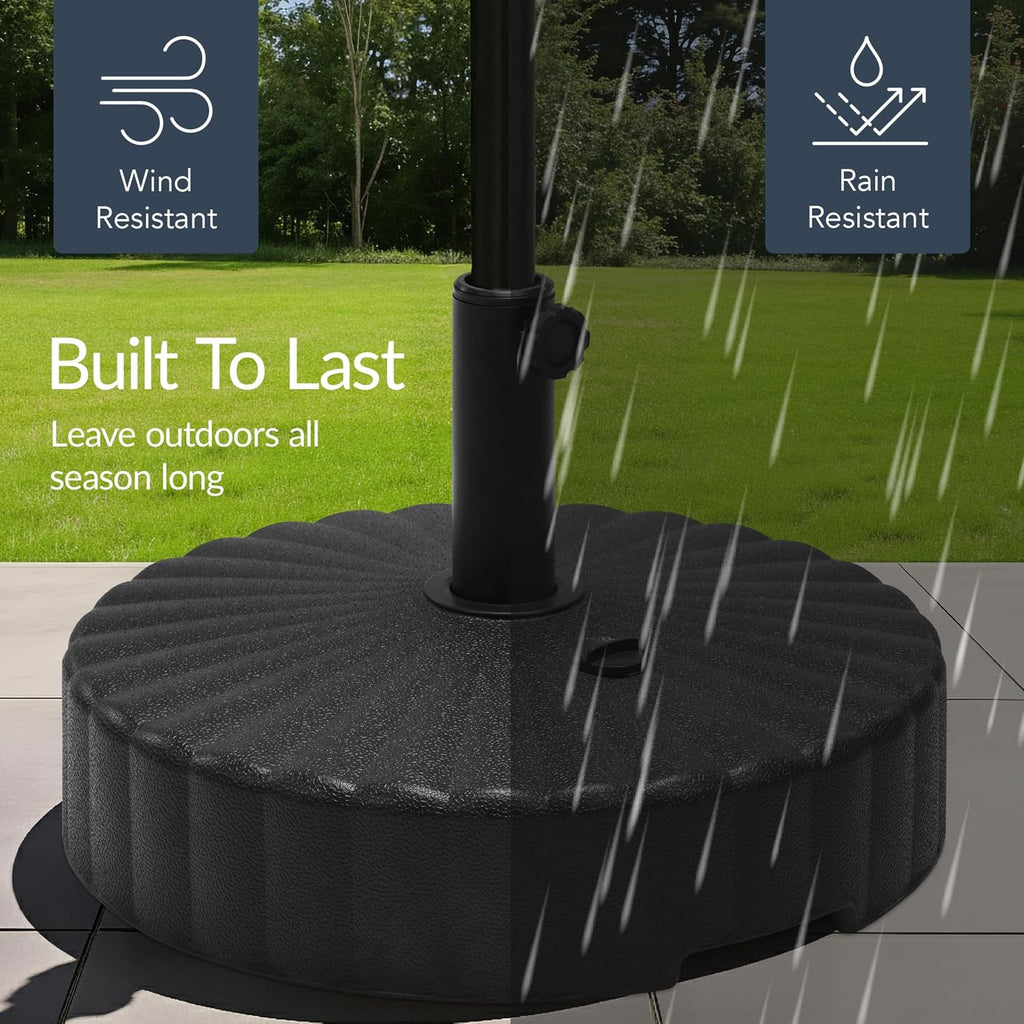 Fillable Umbrella Base Stand Scallop Pattern Plastic Patio Umbrella Base Stand, Pole Holder w/ 55lbs Weight Capacity