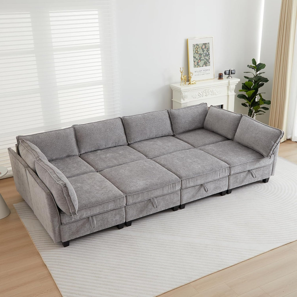 Oversize Corner Modular Sectional Sofa Set, Convertible L Shaped Couch with Storage, 8 Seater Sofa Modular with