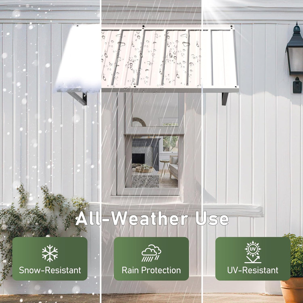 49"×24" Fixed Metal Awning, Window Door Awning, Stable Steel Frame | Outdoor Sunshade Canopy, All-Weather Protection