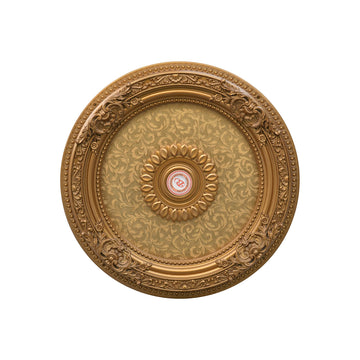 Golden Leaf Chandelier Ceiling Medallion and Fan Medallion, 24 Inches
