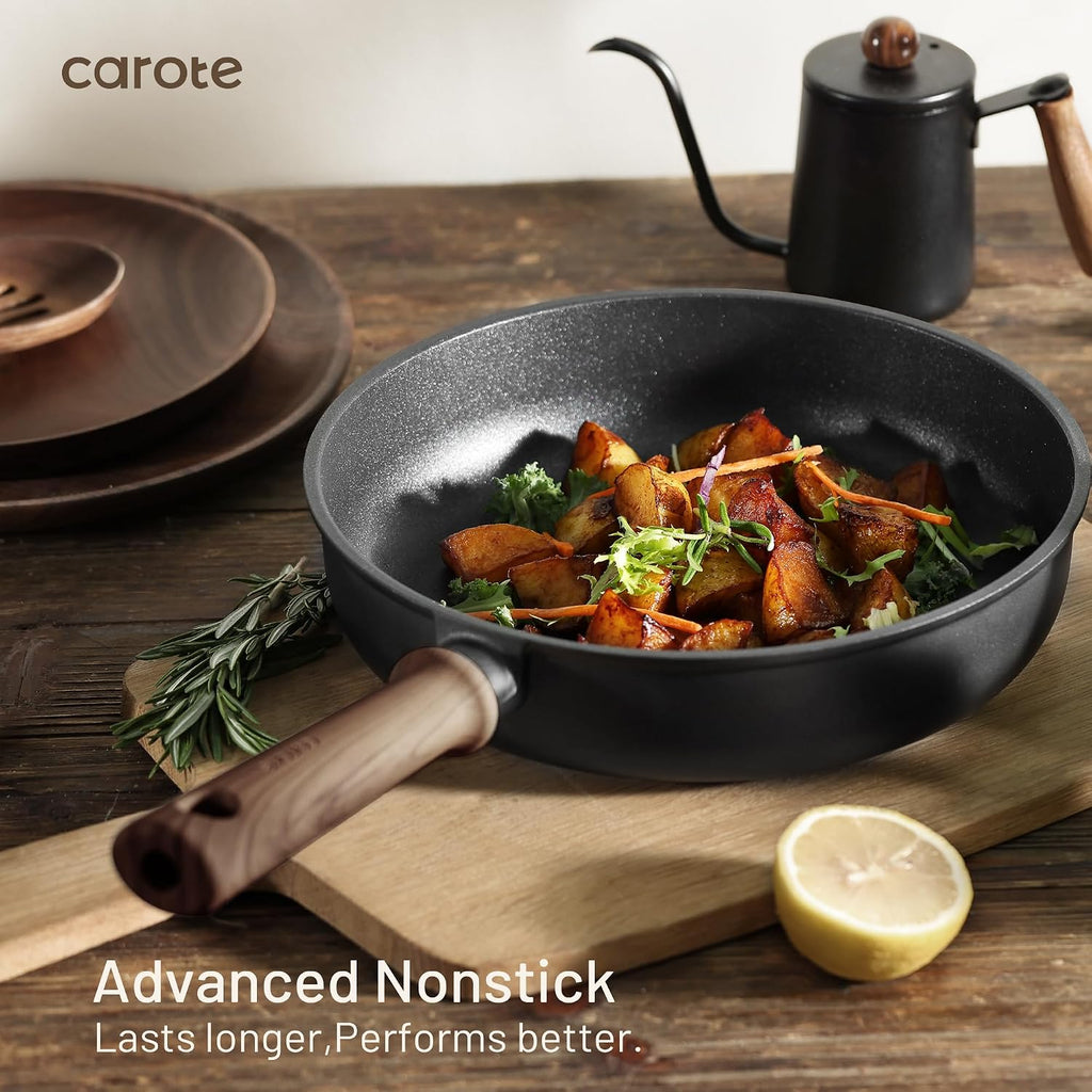 16pcs Pots and Pans Set, Nonstick Cookware Sets | Titanium Reinforced Coating, Scratch-Resistant, Easy to Clean, Even