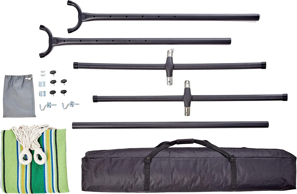 Double Hammock with 9-Foot Space Saving Steel Stand and Carrying Case, 450 lb Capacity, Vigor Green, 110" x 47" x 43"