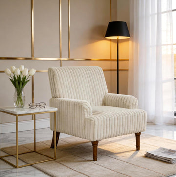 Accent Chair , Comfy Upholstered Mid-Century Reading Chair with Solid Wood Legs, Wide Singe Mid-Century Lounge Sofa