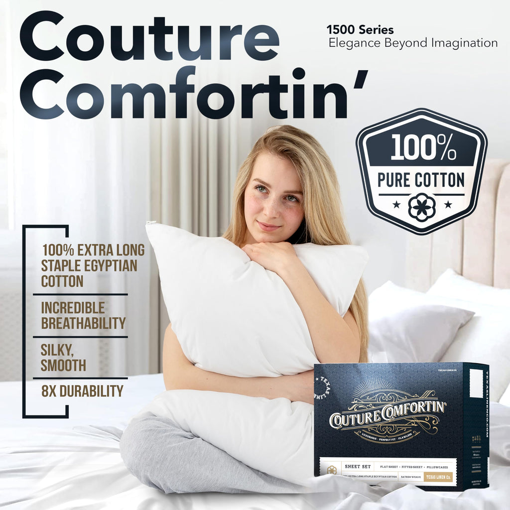 1500 Series Egyptian Cotton Sheets King Size, Navy Blue