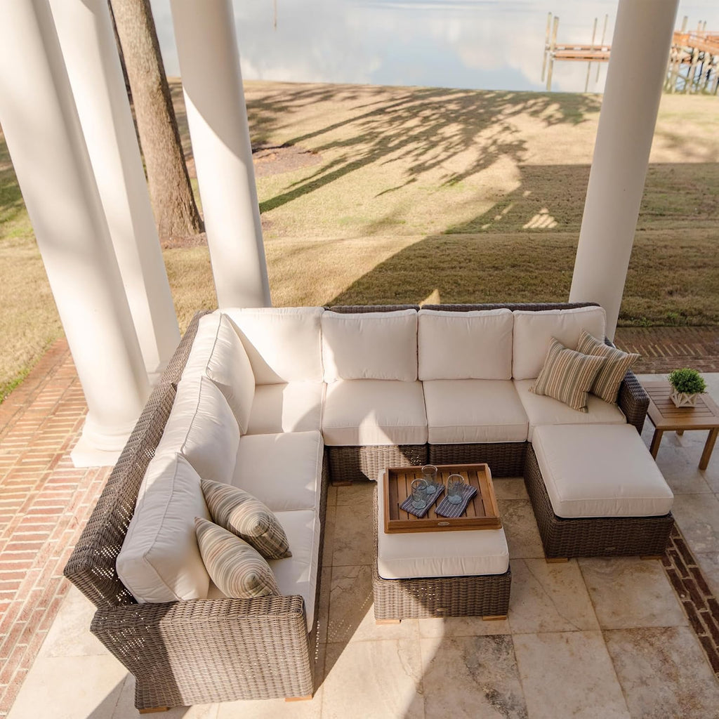 Sanibel Teak Sectional Couch Corner Section, Granite