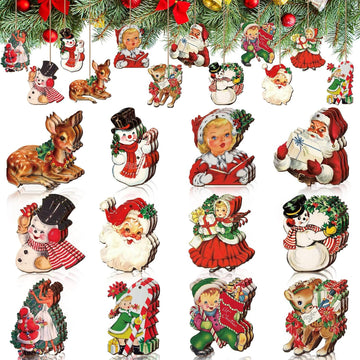Vintage Christmas Tree Ornaments, Classic, Vintage Color - Set of 36