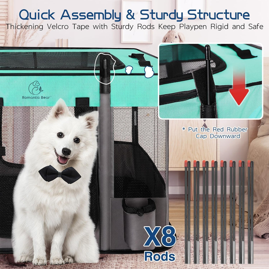 Dog Playpen,Pet Playpen,Foldable Dog Cat Playpens,Portable Exercise Kennel Tent Crate,Water-Resistant Breathable Shade
