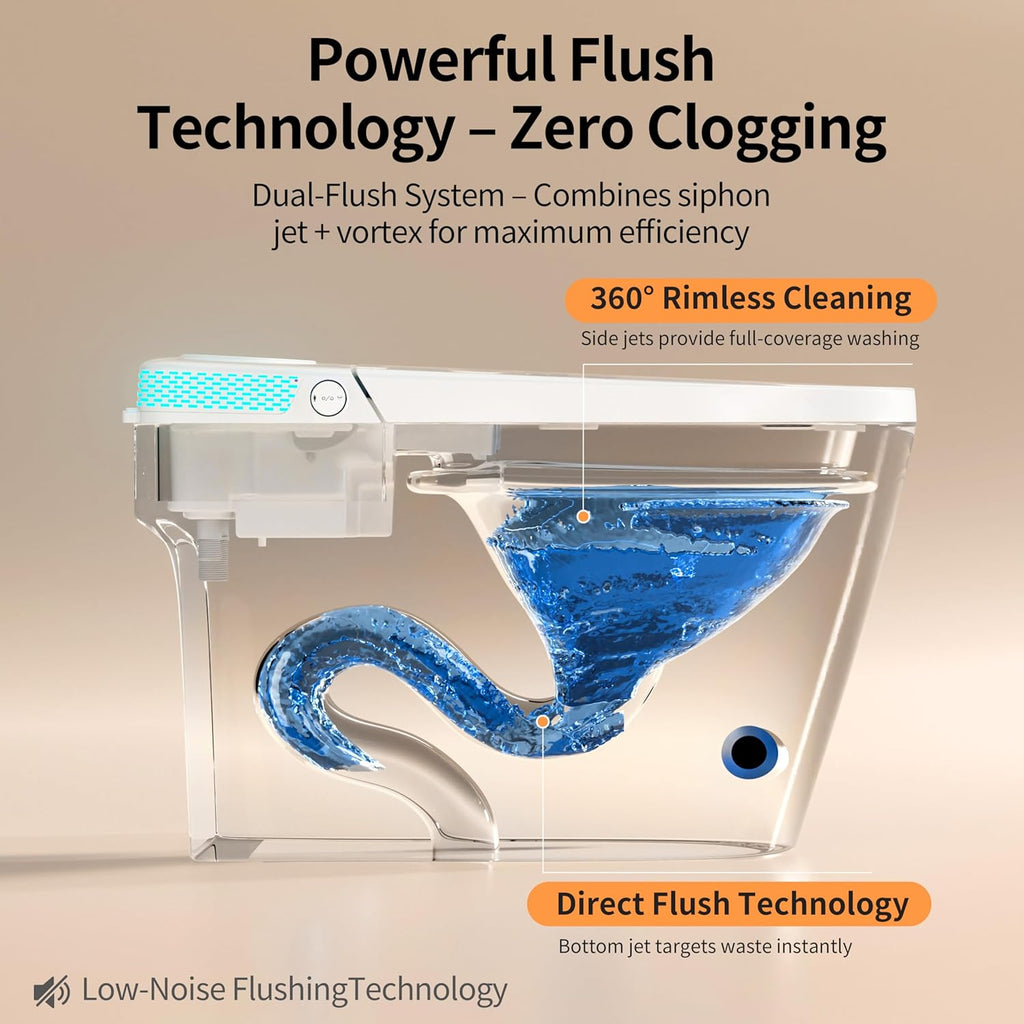 Smart Toilet with Built-in Bidet, Bidet Toilet with Heated Seat, Multiple Cleaning Modes