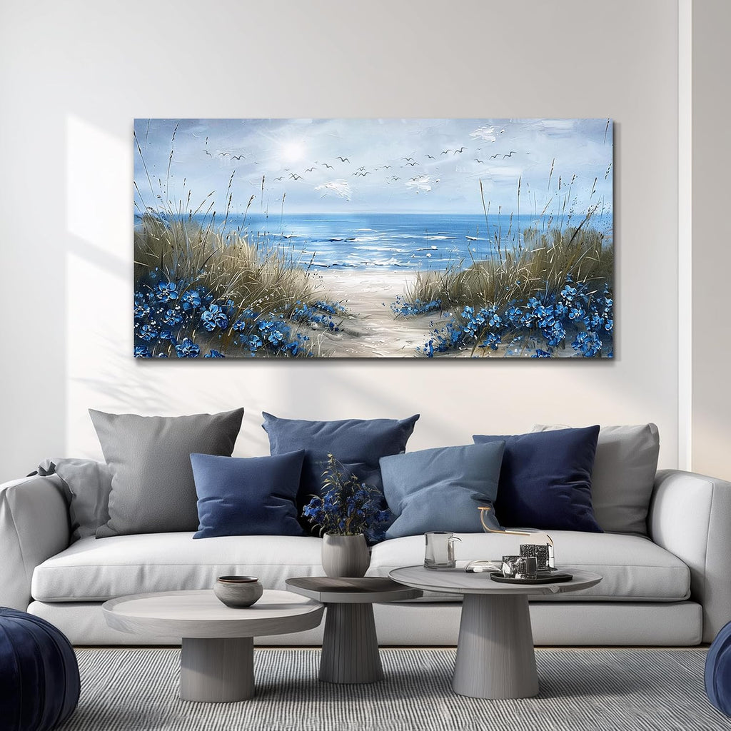 Wall Art Canvas Wall Decor Office Decorations Blue Ocean Wall Painting Sea Wave Pictures Artwork Modern Beach Posters