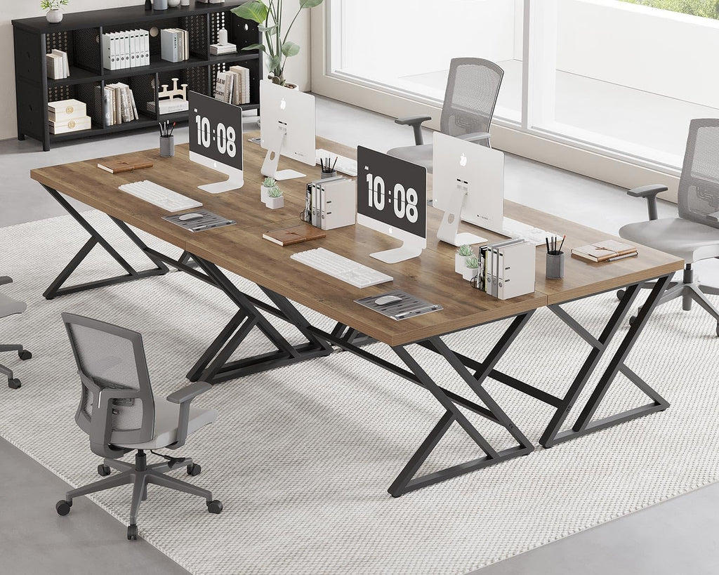 Wood Computer Desk, Rustic Home Office Executive Desk, Industrial Wooden Computer Writing Study Work Gaming Table