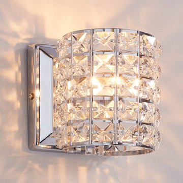 Modern Chrome Crystal Wall Sconces, Elegant Bathroom Vanity Wall Light Fixtures Bedroom Bathroom Hallway Entryway