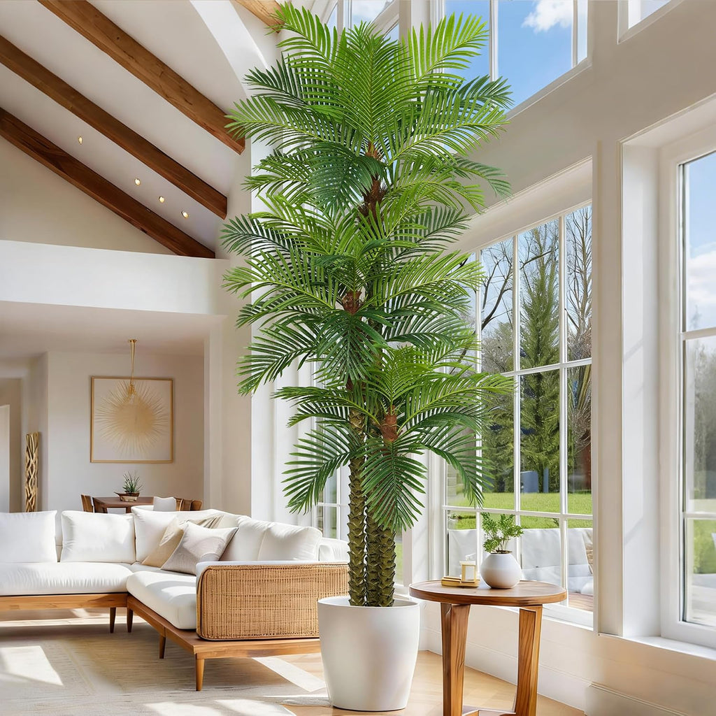 Palm Tree 10FT Tall Large Faux Trees with Realistic Leaves, Fake Floor Potted Artificial Plants Living Room Decor