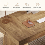 55-Inch Executive Desk, Thick Wood Office Computer Desk with Double Pedestal
