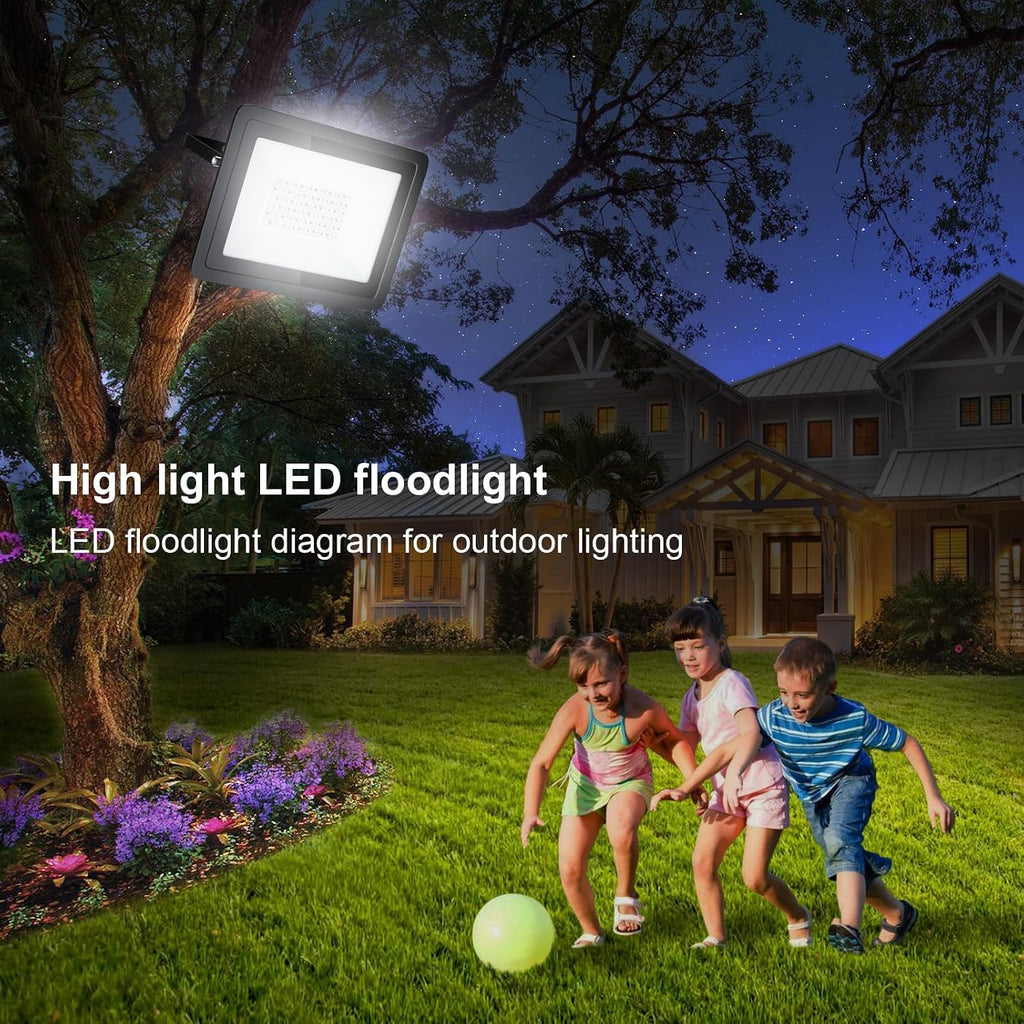 1PCS 110V 100W RGB LED Flood Lights,Outdoor Color Changing Floodlight with App, IP68 Waterproof 16 Colors 4 Modes