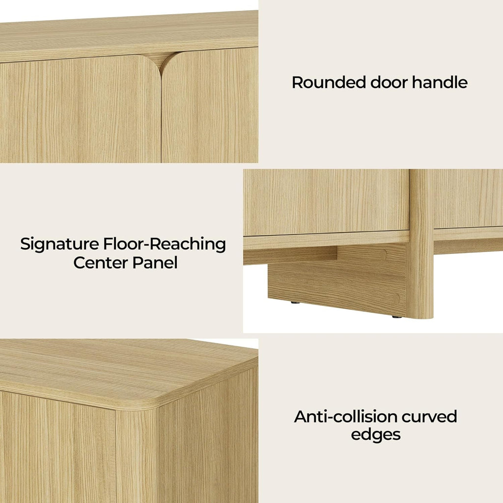 66" Sideboard Buffet Cabinet with Storage, Modern Console Cabinet with 4 Doors & Adjustable Shelves