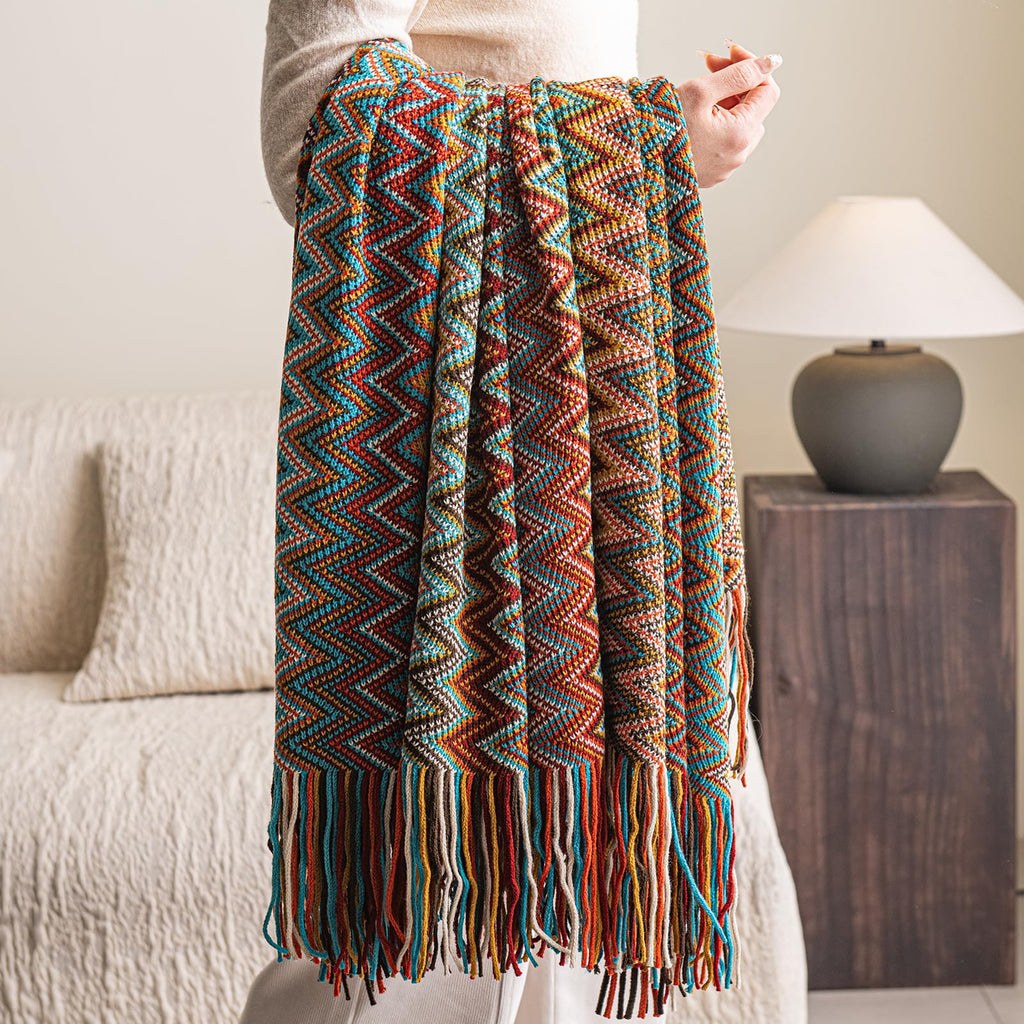 Throw Blanket, Bohemian Fringe Throws for Sofa Bed Couch
