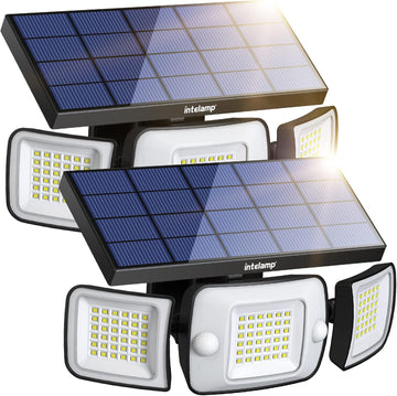 Solar Outdoor Lights, Motion Sensor with Dual Sensors Waterproof | Solar Flood Lights 270°Wide Angle for Outside with