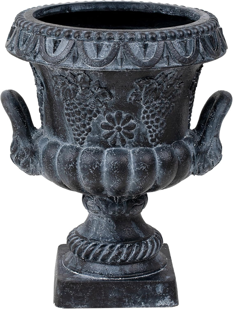 24.41" H Classical Grape Relief Urn Planter,MGO Pedestal Flower Pot with Elephant-Head Handles, Lightweight