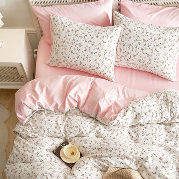 Floral Comforter Set, Coquette Cottagecore Aesthetic Cute Flower Pattern for Women Teen Girls, Soft Lightweight Dorm