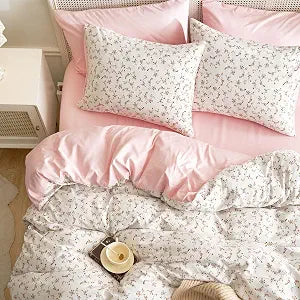 Floral Comforter Set, Coquette Cottagecore Aesthetic Cute Flower Pattern for Women Teen Girls, Soft Lightweight Dorm
