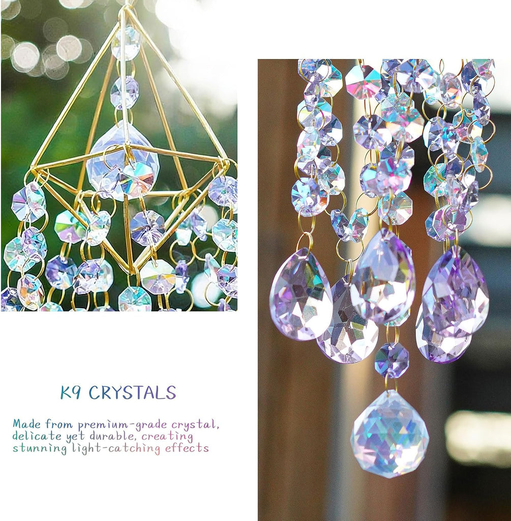 21.5'' Crystal Prisms Suncatcher for Window Hanging,Purple - Rainbow Maker,Sun Catcher Indoor Window