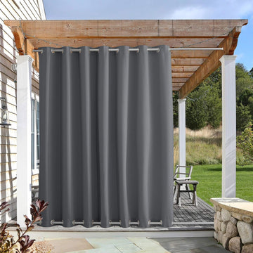 Outdoor Curtain Waterproof 108" Length, Windproof Thermal Insulated Rustproof Top and Bottom Grommet Fixed Blackout