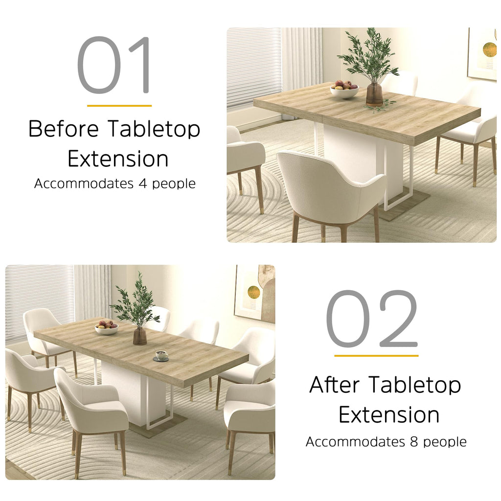 78.74" Extendable Dining Table for 6 8 10 Person, Farmhouse Expandable Dining Table Large Rectangle Wooden Expanding