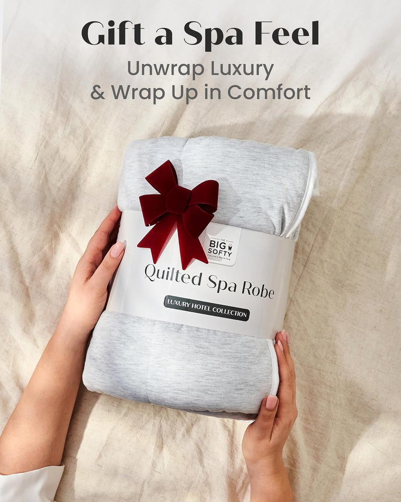 Quilted Luxury Robe For Women - Padded Hotel Spa Duvet Bathrobe - Jersey Cotton Long Length Weighted Bath Robe