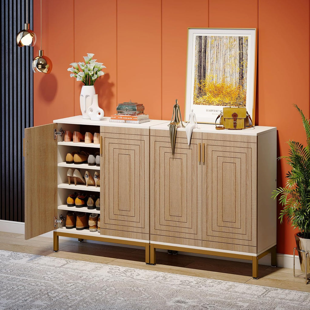 Shoe Cabinet with Doors, 20 Pairs Entryway Shoe Storage Cabinet with Shelves, 5-Tier Modern Free Standing Shoe Racks