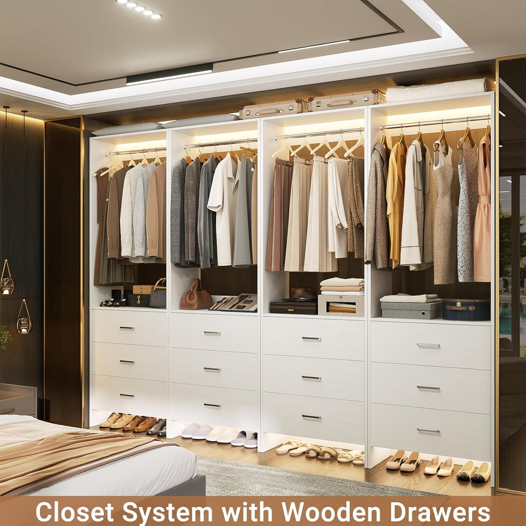 Closet System Closet Organizer, Wood Closets Organizer System, Walk-in Closet or Wardrobe, Clothes Rack with Hanging
