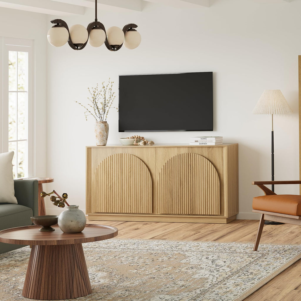 65" Sideboard Buffet Cabinet with Storage, Modular Credenza, Oak
