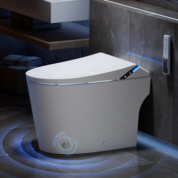 Smart Toilet with Built-In Bidet, Powerful Flush, Foam System, ADA Comfort Height, Auto Open and Close, Auto Flush, Heated Seat, Warm Water, Deodorizer
