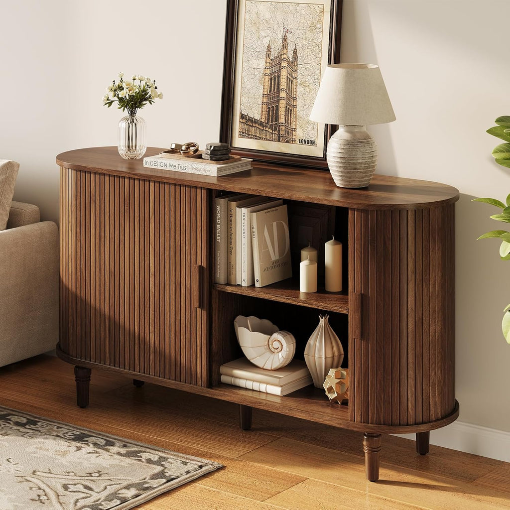 Sideboard Buffet Cabinet with Storage - Accent Kitchen Credenza Console Table with Sliding Door & Adjustable Shelf