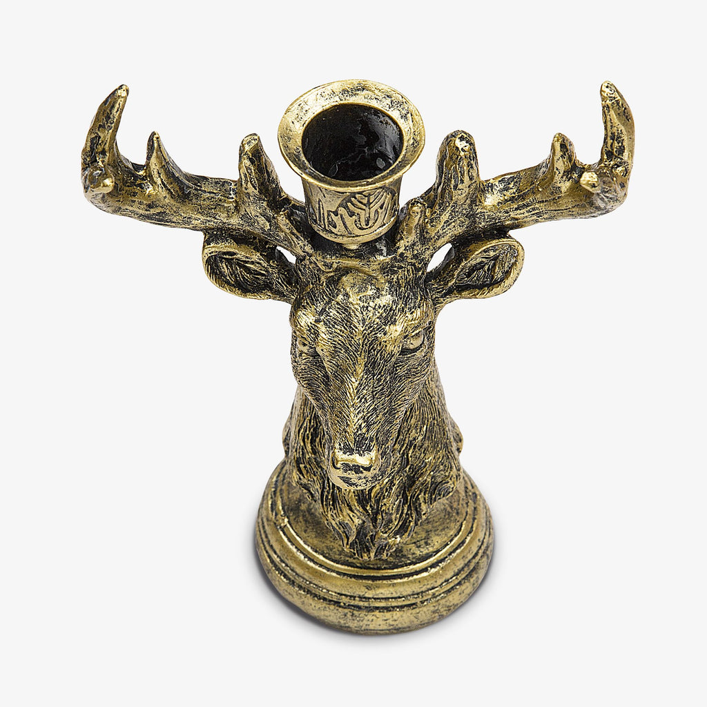 Taper Candle Holder Compatible with Flickering Moving Flame Battery Operated Taper Candles Décor & Gift - Brass