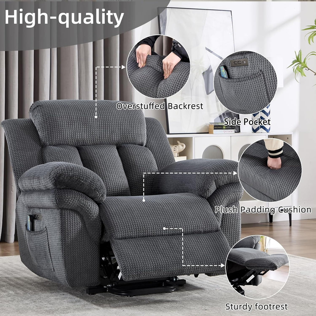 46" Wide Oversize Power Lift Recliner Chair, Extra Large Electric Lift Recliners for Elderly Big