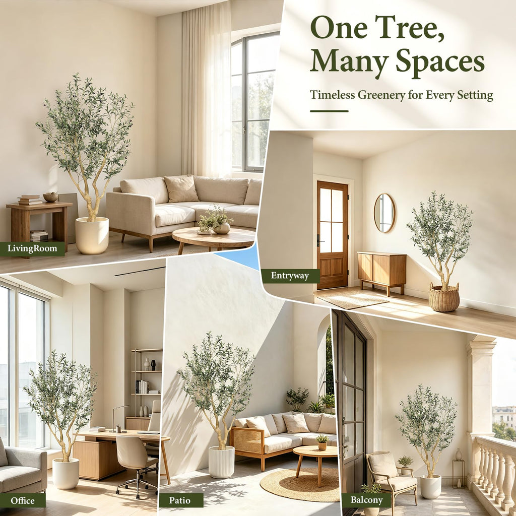 Large Artificial Olive Tree 6FT with UV Resistant in Black Planter