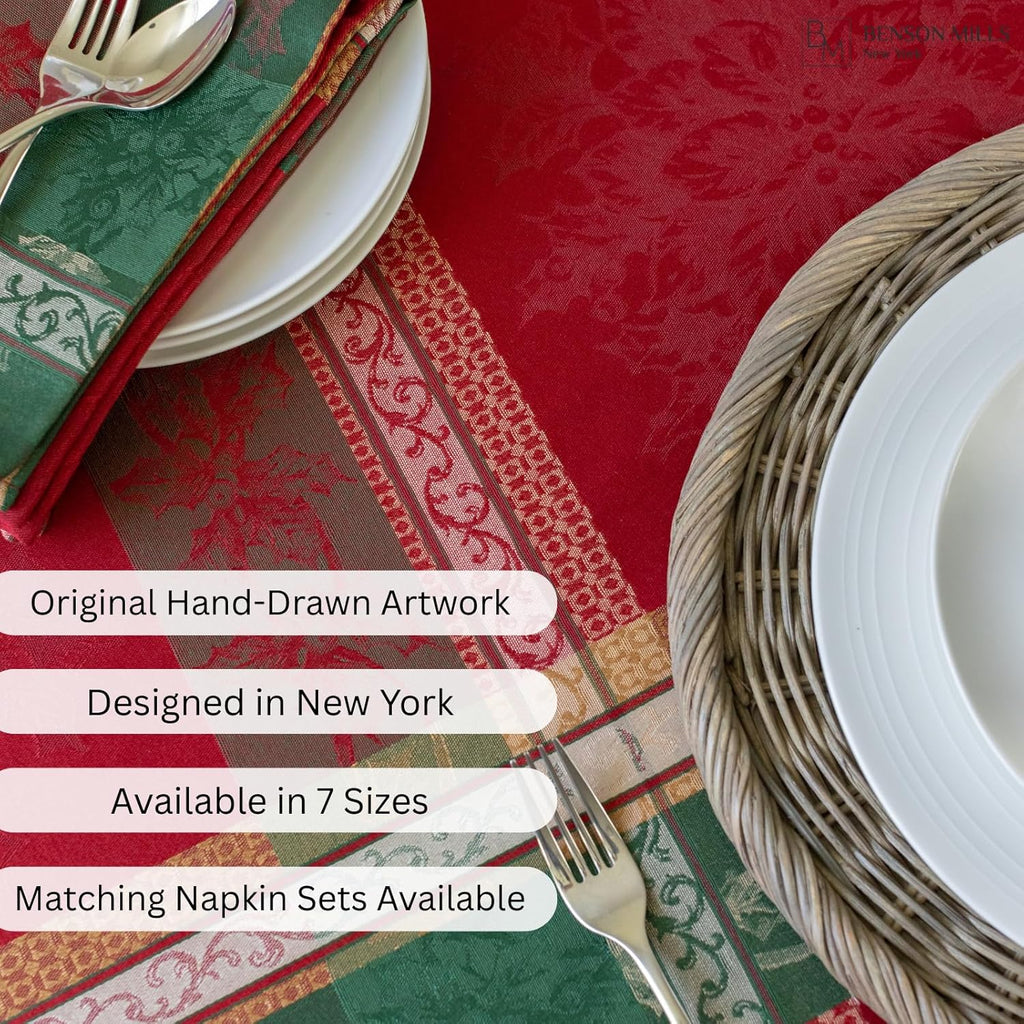 Heavyweight Yarn Dyed Jacquard Fabric Plaid Table Cloth Entertaining, Winter, and Christmas Tableclo