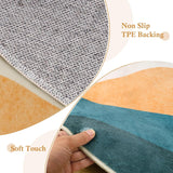 Mountain Round Rugs 8ft, Abstract Circle Rug for Living Room Non Slip Washable Bedroom Area Rug, Sof
