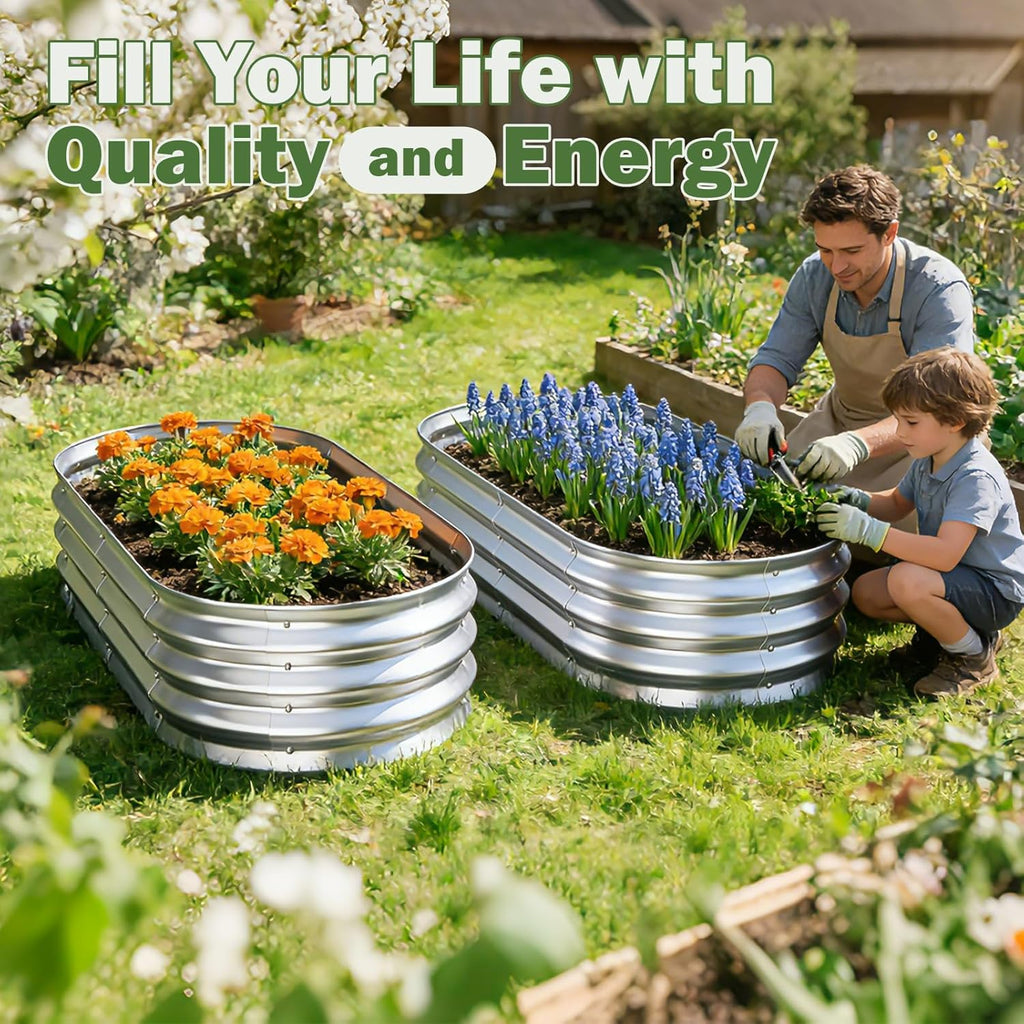 Galvanized Raised Garden Bed Outdoor, 4x2x1ft(2Pack) Metal Heavy Duty Planter Boxes for Gardening, Easy Assemble