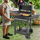 Charcoal BBQ Grill with 2 Side Tables, 343 Sq. In. Cooking Area, Smoker for Outdoor Backyard, Camping, Picnics, and Beach BBQs