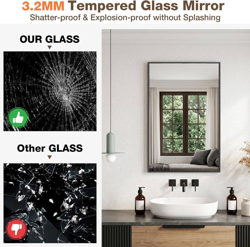 Bathroom Vanity Mirror for Wall, 2 Pack 24" x 36" Metal Framed Rectangular Bathroom Wall Mirror for Over