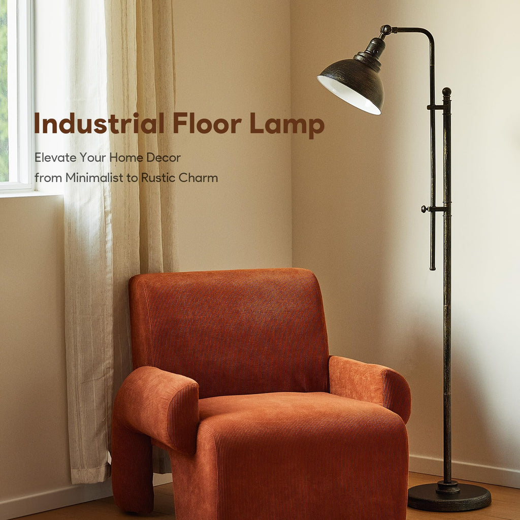 Industrial Floor Lamp 65", Adjustable Standing Lamp