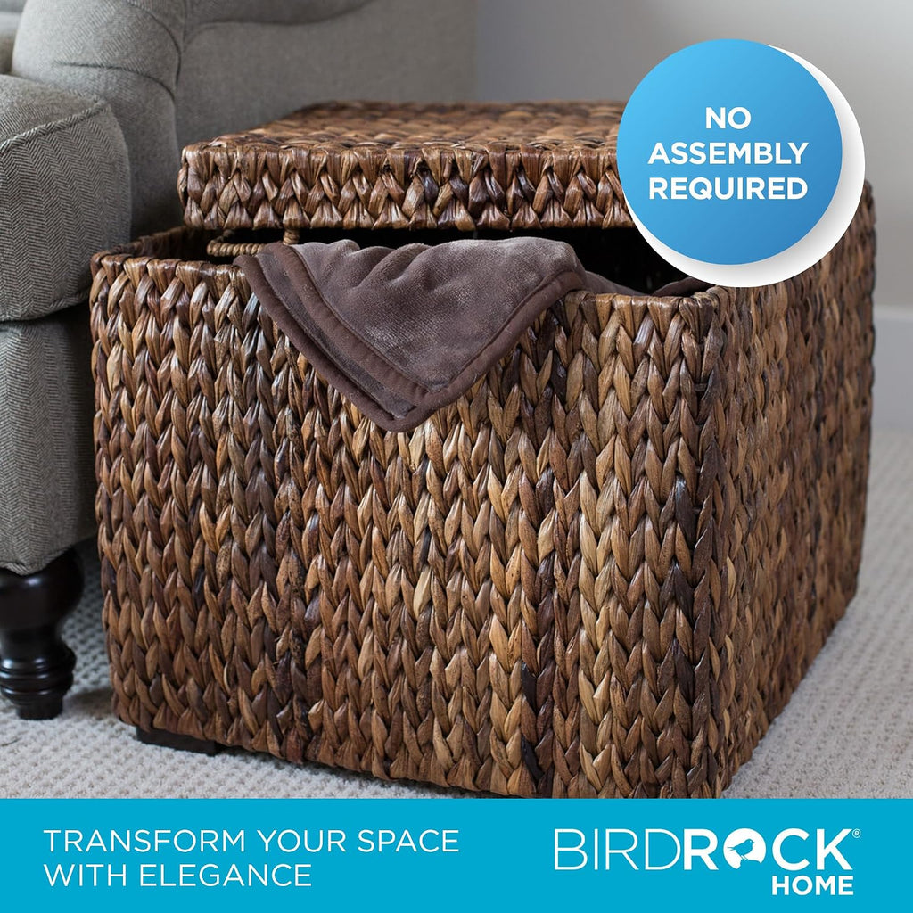Woven Storage Cube - Abaca Seagrass Decorative Ottoman - Living Room Side Table - Store Blankets Pillows Magazines