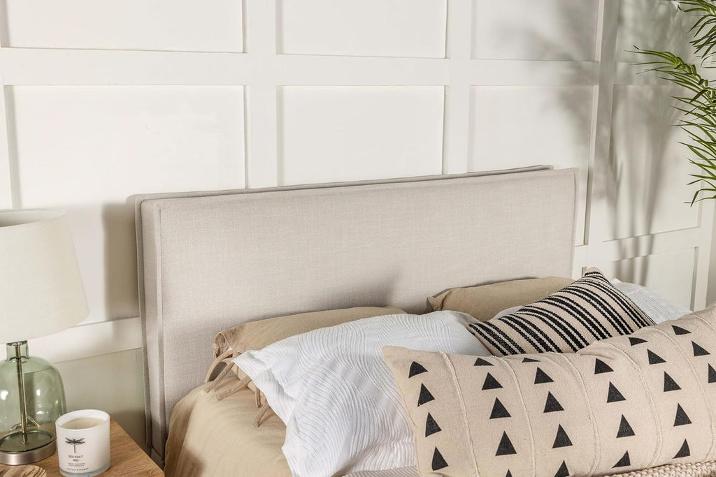 Home Furnishings - Izzy - Wood - Upholstered Panel Headboard with Flange Details, Foam Padding and Contemporary Style
