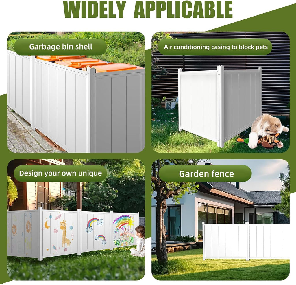 Air Conditioner Fence, 48" H x 52" W Outdoor Privacy Fence White Vinyl Fence Screen Trash Can Enclosure for Outside