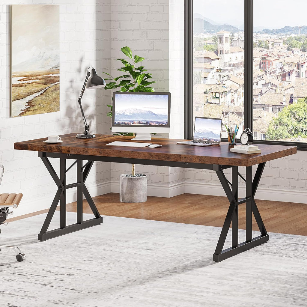 70.8-Inch Executive Desk, Large Computer Office Desk Workstation